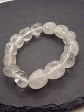GENUINE NATURAL ROCK CRYSTAL 12.7 MM "POOLS OF LIGHT" ORBS STRETCHY BRACELET 1